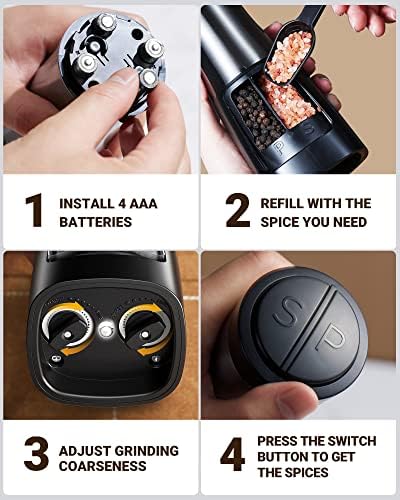 Sangcon 2-in-1 Electric Salt Pepper Grinder Set