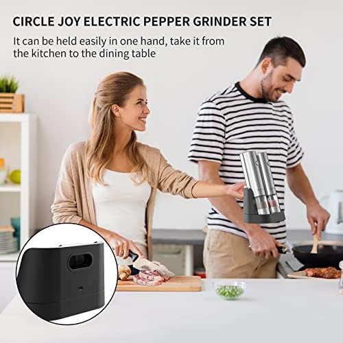 CIRCLE JOY Electric Salt Pepper Grinder Set Automatic Durable
