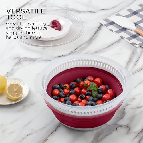 Collapsible Salad Spinner SA 4 QT Durable Kitchen Essential with Rose Design