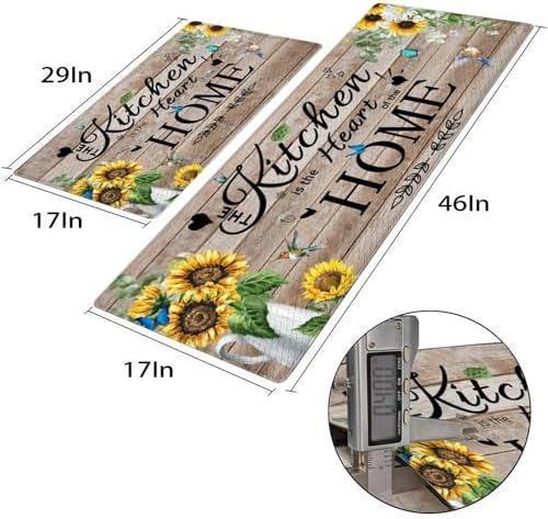 Two-Piece Non-Skid Kitchen Mat Set with Comfortable Floral Designs