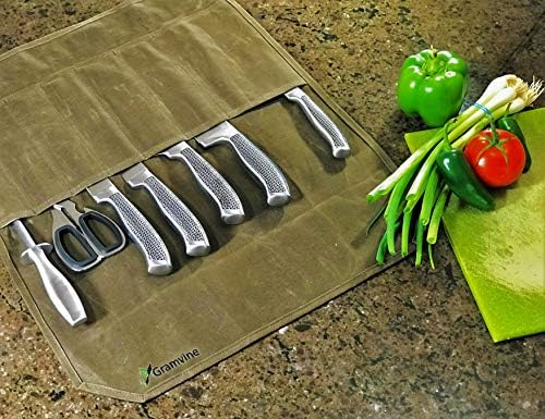 Professional Chefs Knife Roll - Waxed Canvas Foldable Culinary Bag