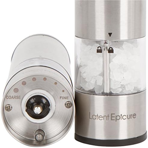 Stainless Steel Electric Salt Pepper Grinder Set Adjustable with Light Ergonomic Design