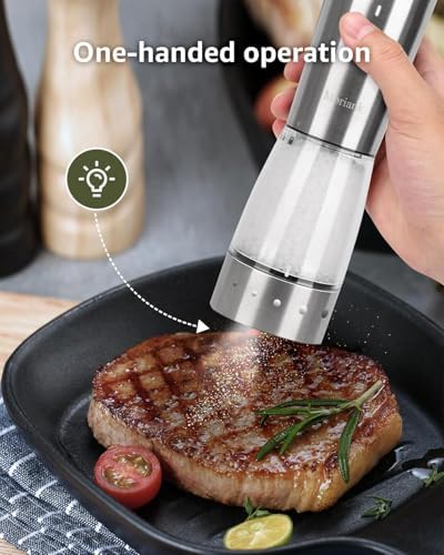 Moriank Electric Salt and Pepper Grinder Set Rechargeable Stainless Steel Tool