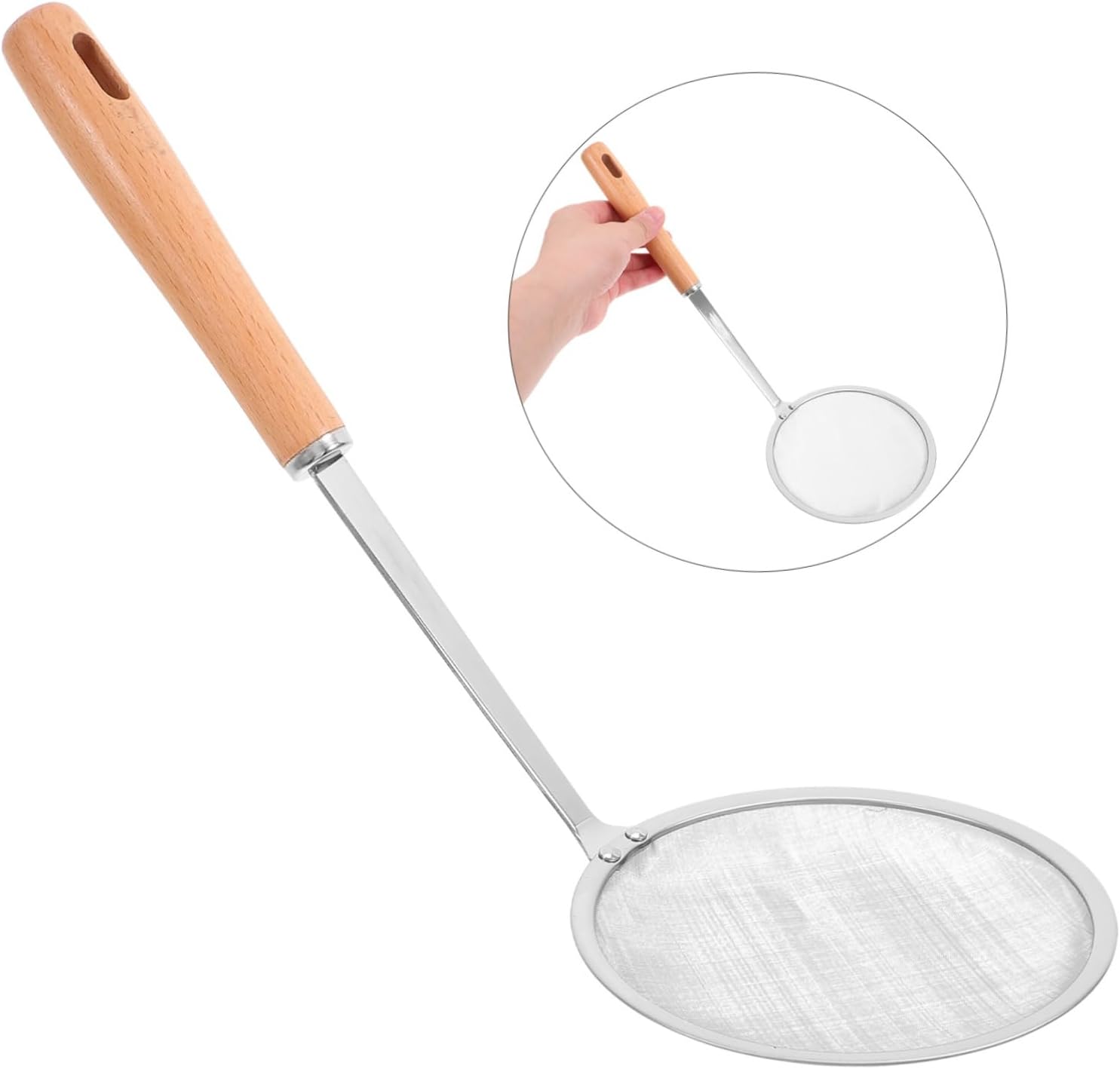 Cabilock Handle Fine Mesh Skimmer Spoon Multi-Functional Oil Strainer Colander