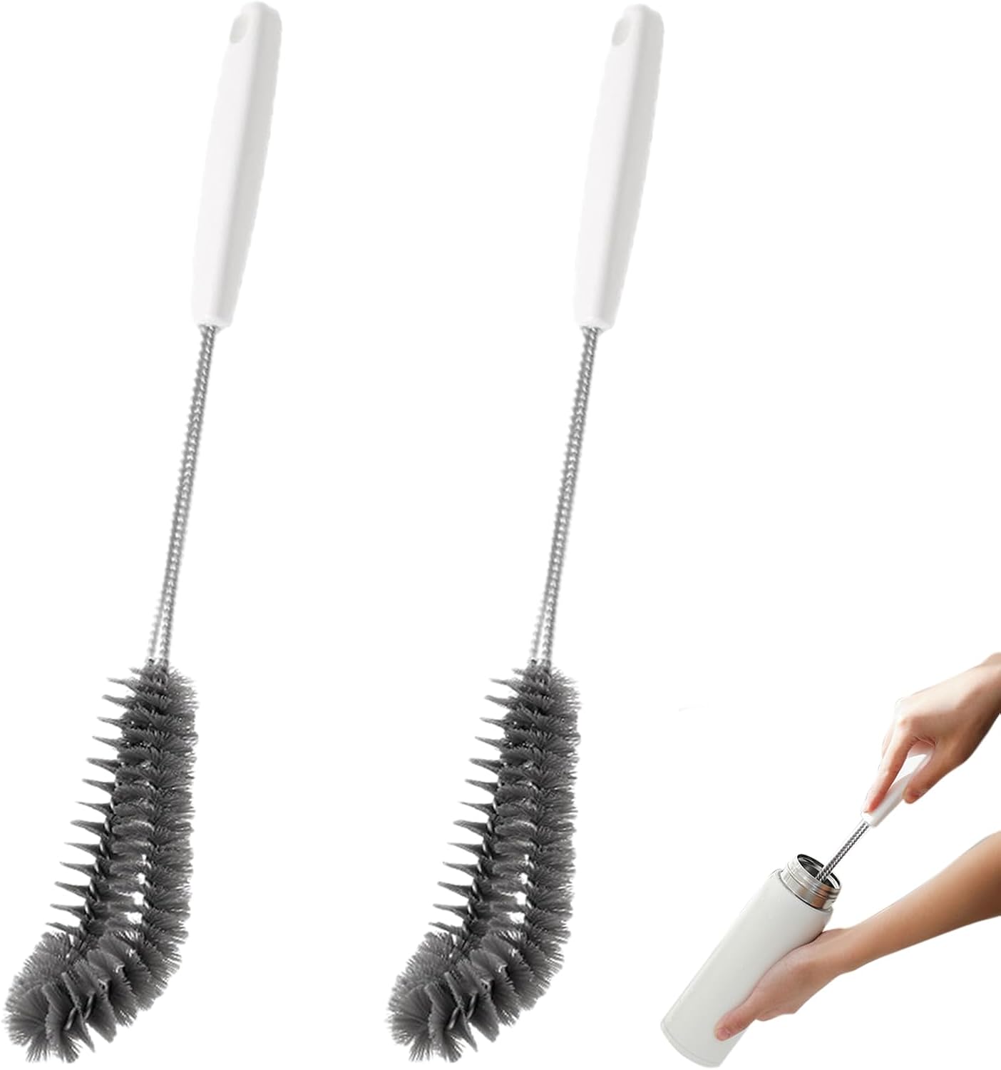 2-Pack Bottle Brush Set for Glass Pot and Baby Bottles Black