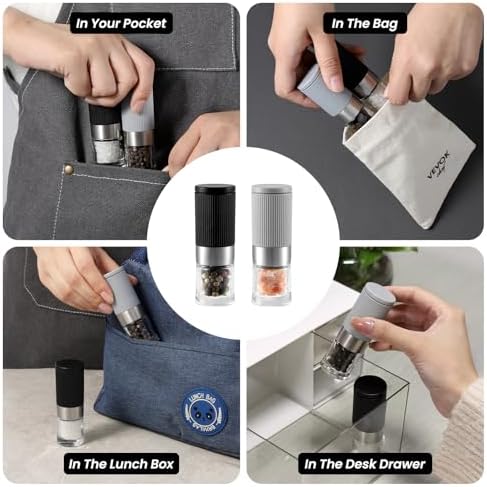Mini Adjustable Salt Pepper Grinder Set
