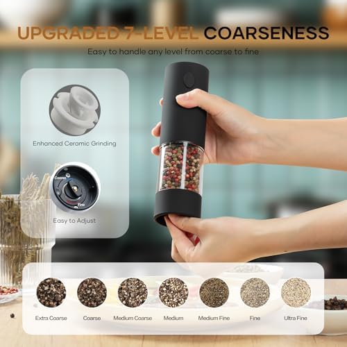 Adjustable Electric Salt and Pepper Grinder Set with USB Rechargeable Technology