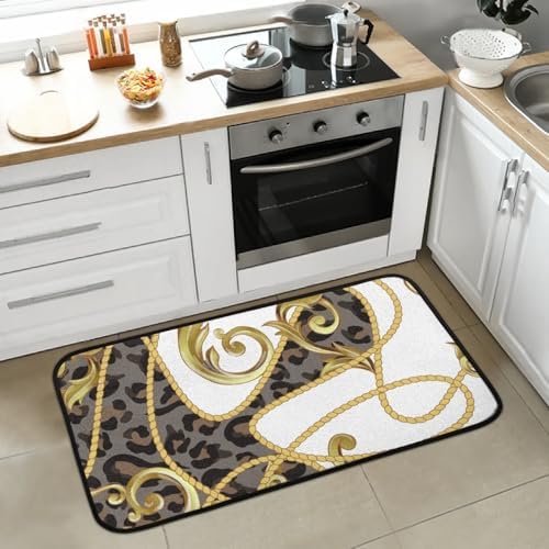 Funky QiuArt Cheetah Leopard Print Anti Fatigue Kitchen Mat