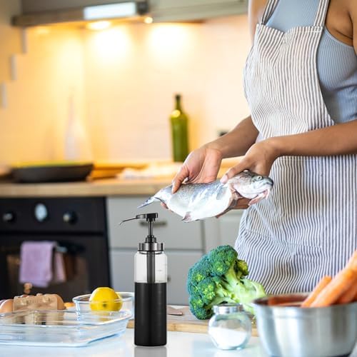 500ml Glass Sauce pump Leakproof Kitchen Dispenser