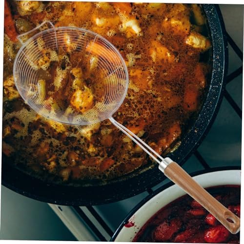 Luxshiny 304 Stainless Steel Mesh Strainer with Wooden Handle Kitchen Colander