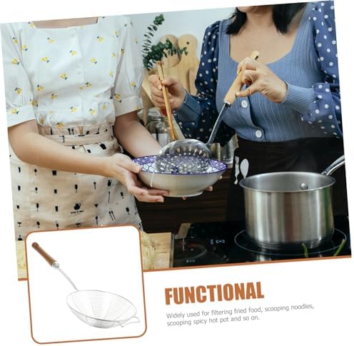 Luxshiny 304 Stainless Steel Mesh Strainer with Wooden Handle