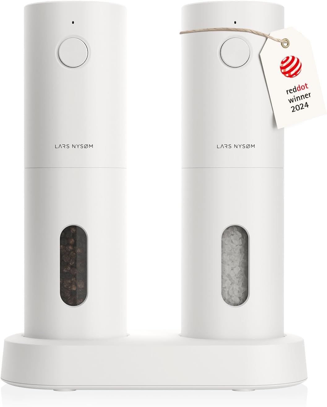 LARS NYSM Electric Pure White Salt Pepper Grinder Set