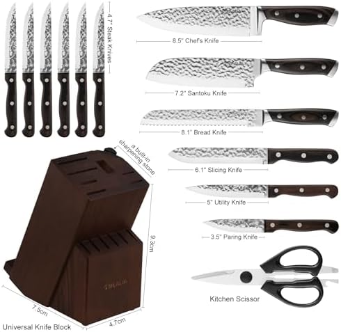 Mealia 15-Piece Kitchen Knife Set - Effortlessly Sharp Blocking Built-in
