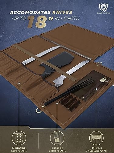 Dalstrong Nomad Knife Roll - Waxed Canvas Leather - 12oz - Made for Travel