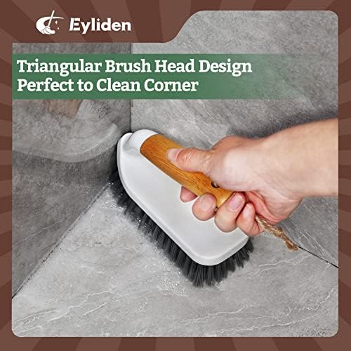 Eyliden 2-Piece Scrub Brush Set with Bamboo Handle for Efficient Cleaning