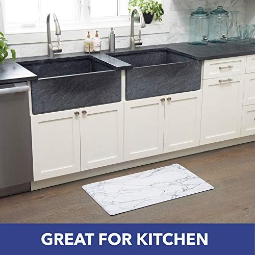 Cozy Anti-Fatigue Kitchen Mat Marble White 20 x 36