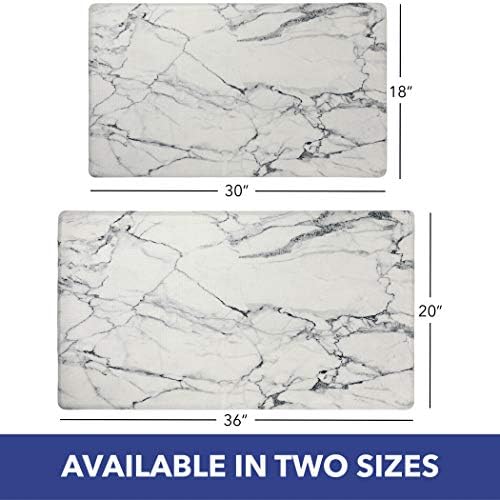 Cozy Anti-Fatigue Kitchen Mat Marble White 20 x 36