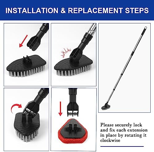 Tub Tile Scrubber Brush with 180 Rotation Extendable Design