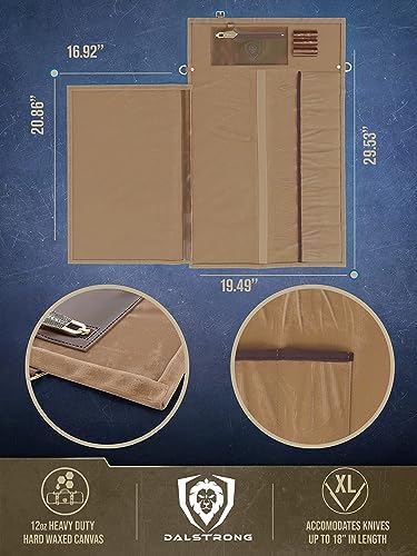 Dalstrong Nomad Knife Roll - Waxed Canvas Leather - 12oz - Made for Travel