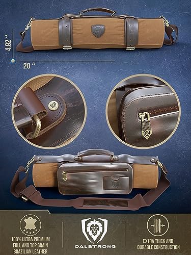 Dalstrong Nomad Knife Roll - Waxed Canvas Leather - 12oz - Made for Travel