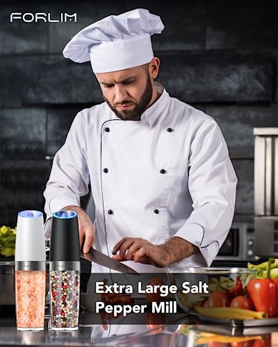 FORLIM Electric Salt Pepper Grinder Set 9 oz Adjustable Powerful