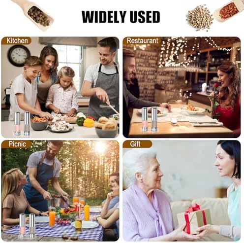RAVEGO 2-Piece Electric Salt Pepper Grinder Set
