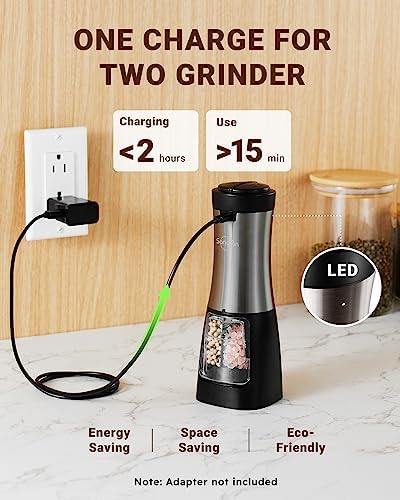 Sangcon 2-in-1 Electric Salt and Pepper grinder Set