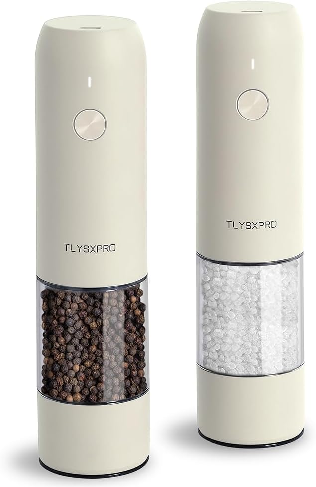 Professional Electric Salt and Pepper Grinder Set with 6 Adjustment Levels