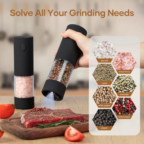 Adjustable Electric Salt and Pepper Grinder Set with USB Rechargeable Technology