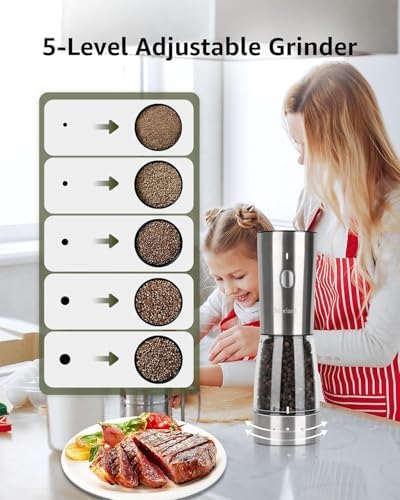 Moriank Electric Salt and Pepper Grinder Set Rechargeable Stainless Steel Tool
