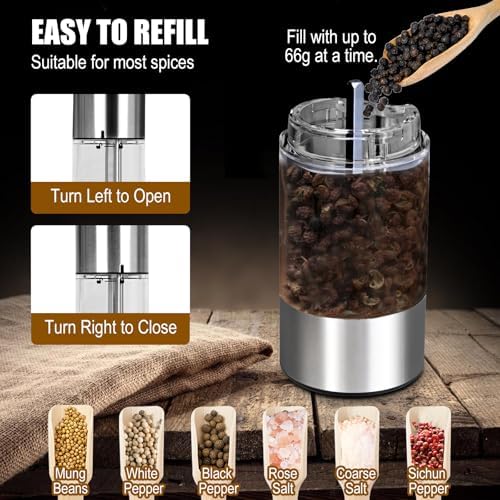 RAVEGO 2-Piece Electric Salt Pepper Grinder Set