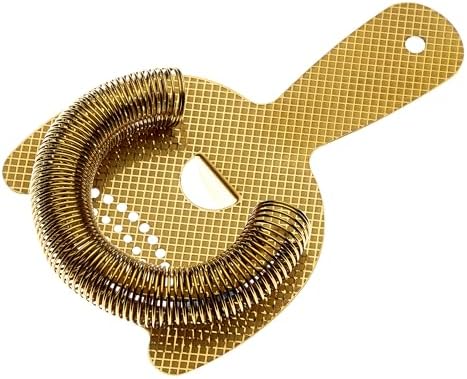Barfly Diamond Lattice Etch Heavy Duty Spring Bar Strainer Gold Plated