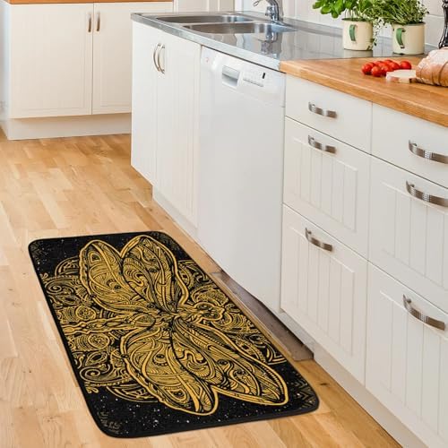 Funky Qiu Mandala Butterfly Anti-Fatigue Kitchen Mat Waterproof Non-Slip 39x20