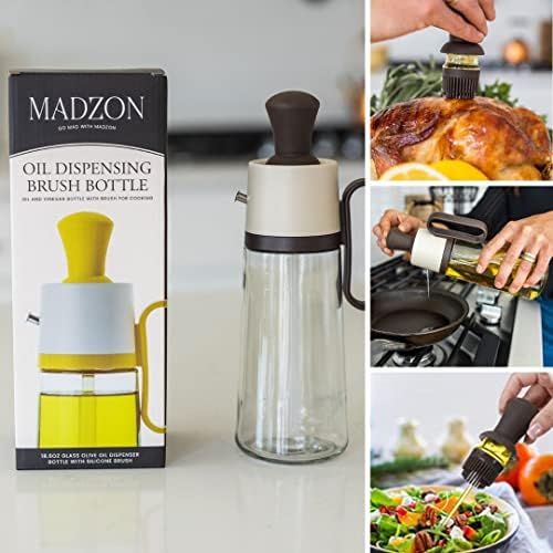 Madzon 3-in-1 Glass Oil Dispenser - Leakproof Easy to Clean