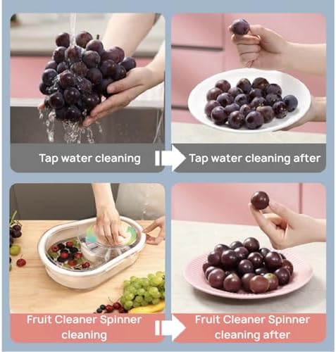 Efficient Manual Compact Fruit and Vegetable Cleaning System Green
