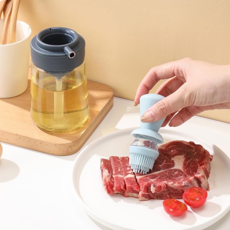 KICPUK 2-in-1 Oil Dispenser with Silicone Brush Blue