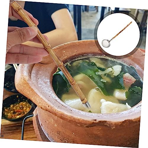 Sturdy Bamboo Colander for Hot Pot Cooking Easy Cleaning StAINLESS STEEL Spoon
