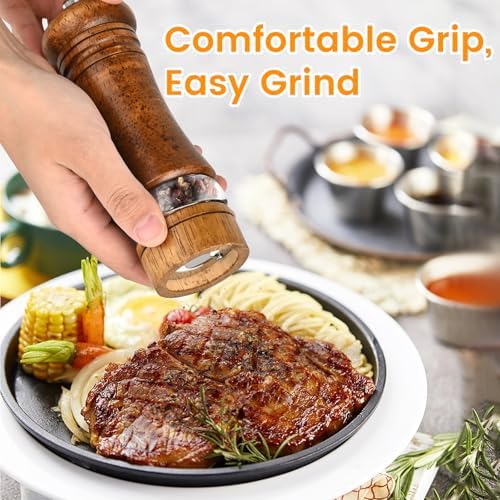 Adjustable Stylish 6-Inch Refillable Salt Pepper Mill Set
