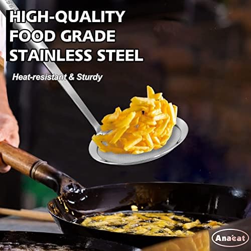 Anaeat 4 Stainless Steel Fat Skimmer Spoon - Professional Kitchen Fine Mesh Food Strainer