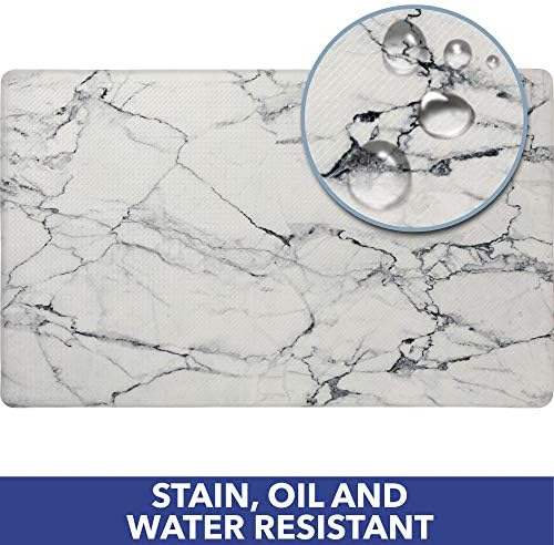 Cozy Anti-Fatigue Kitchen Mat Marble White 20 x 36