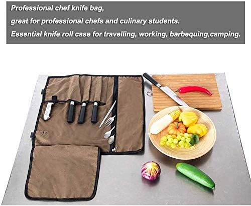 HERSENT Chefs Knife Roll 5-Pocket Travel Case for knives