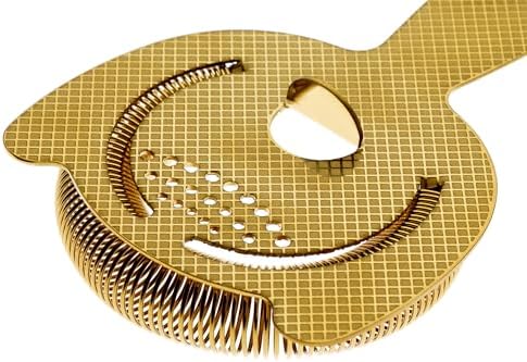 Barfly Diamond Lattice Etch Heavy Duty Spring Bar Strainer Gold Plated