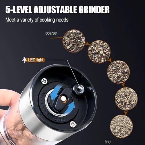 RAVEGO 2-Piece Electric Salt Pepper Grinder Set