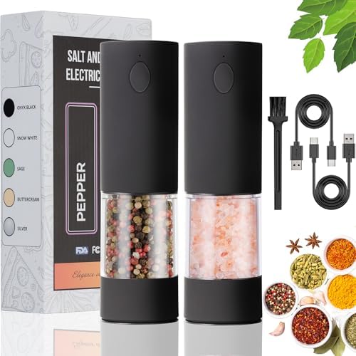 Adjustable Electric Salt and Pepper Grinder Set with USB Rechargeable Technology