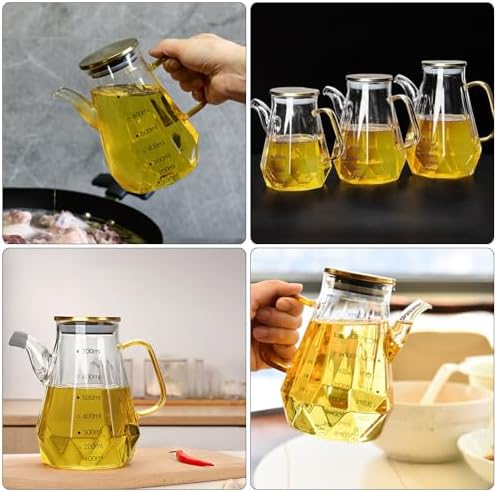 OSALADI Diamond Oiler Oil Jug Dispenser Glass - Premium Ergonomic Drought-Free Kitchen Tool