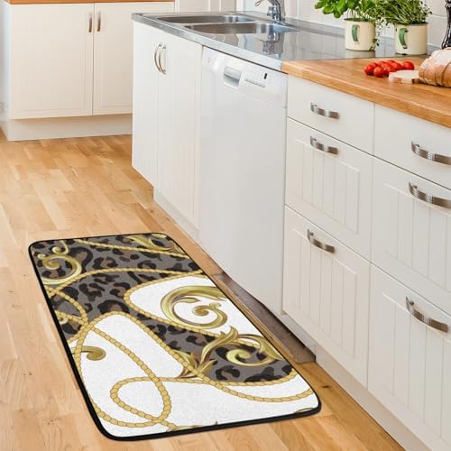 Funky QiuArt Cheetah Leopard Print Anti Fatigue Kitchen Mat