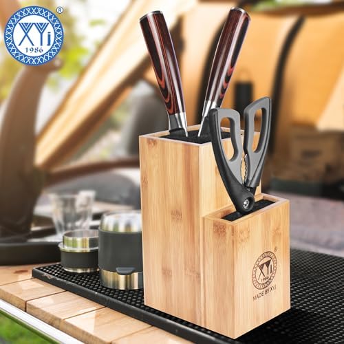 Bamboo Knife Holder with Non-Slip Base