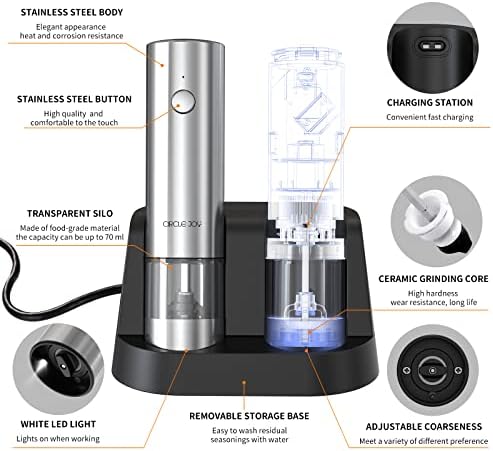 CIRCLE JOY Electric Salt Pepper Grinder Set Automatic Durable