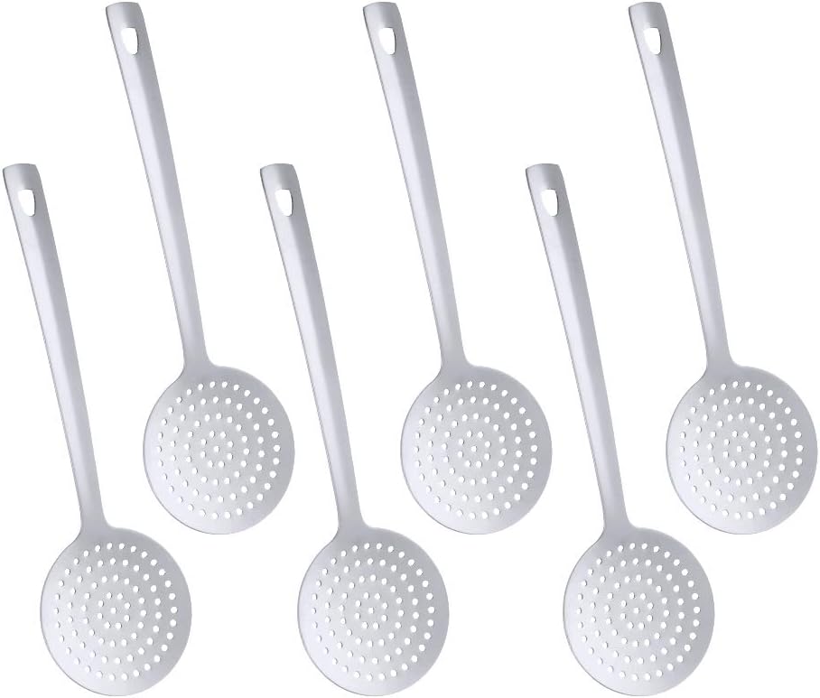 6 Pcs Silver Skimmer Spoon Stainless Steel Titanium Plated Set for Kitchen