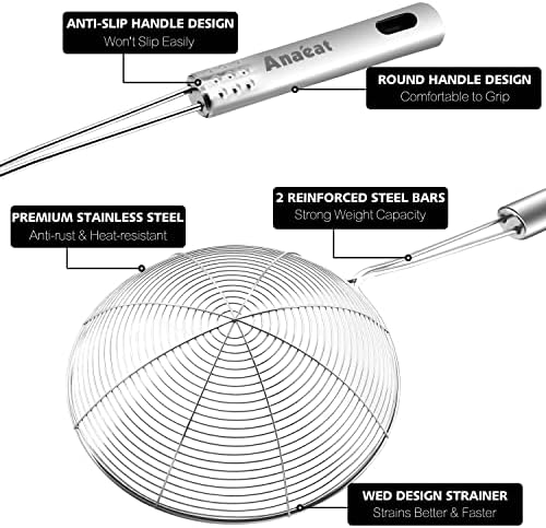 Anaeat 45-inch Long-Handle Stainless Steel Strainer